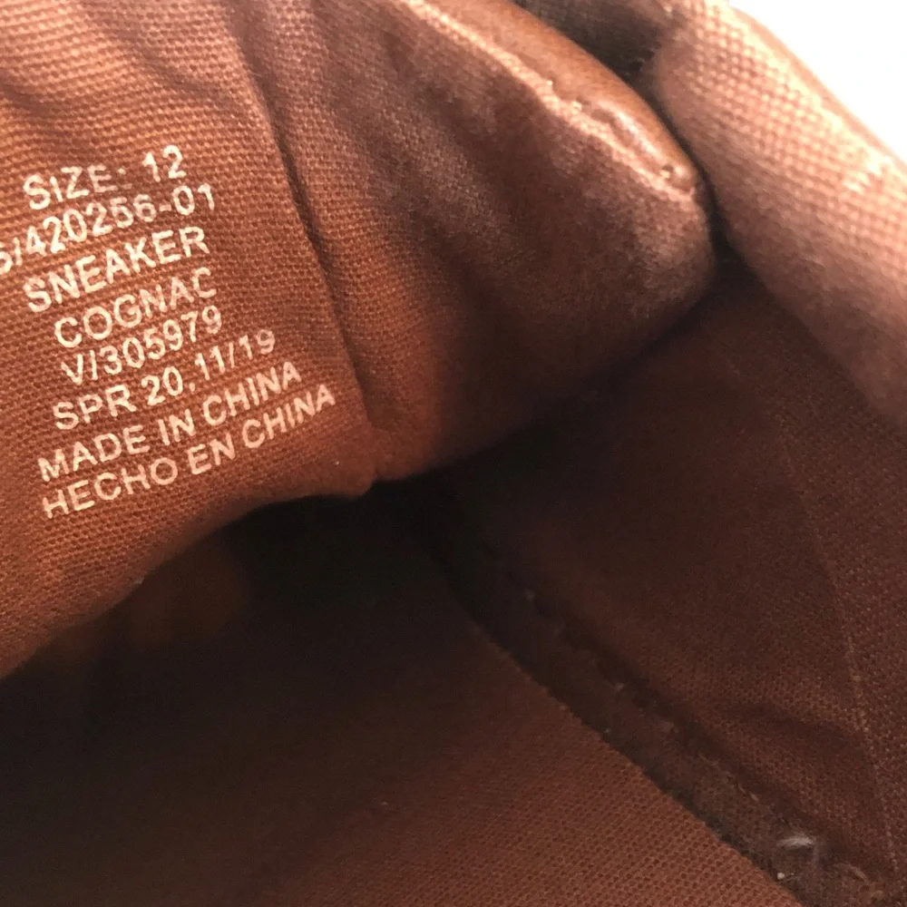 BANANA REPUBLIC size 12 vegan leather cognac brown low top sneakers